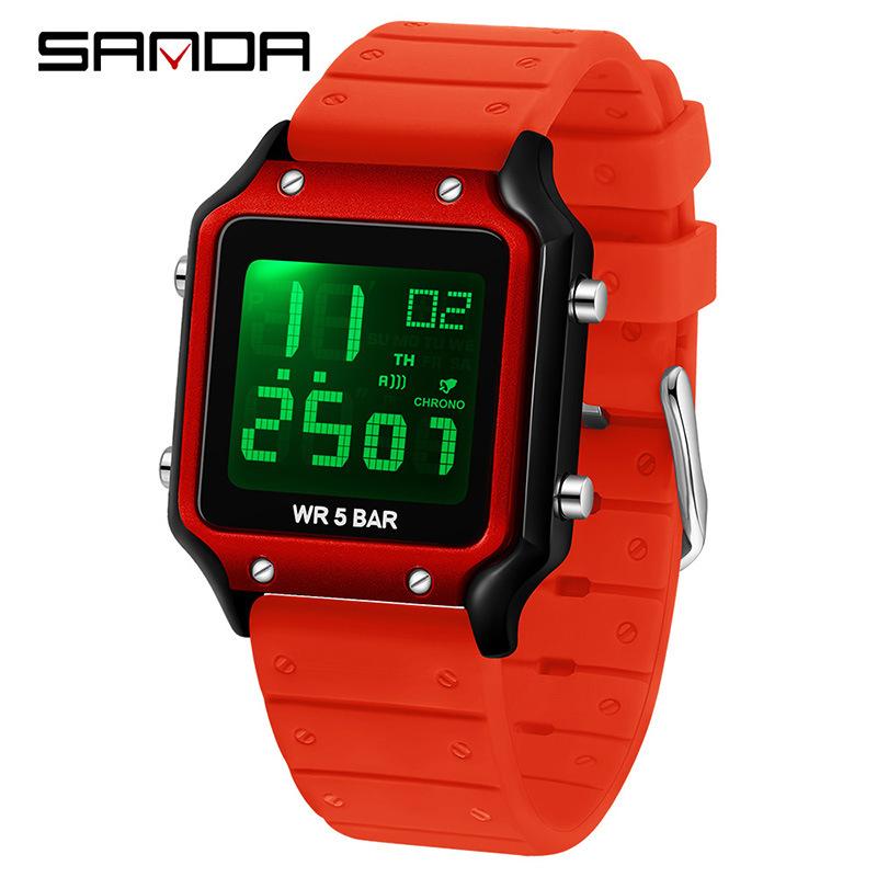 SANDA Electronic Watch Multifunctional Waterproof Sports Electronic Watch Fashion Trend Silicone Band Electronic Watch