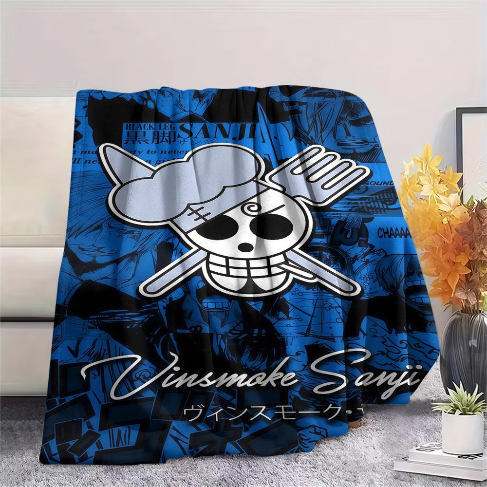 1PC One Piece Straw Hat Pirates Patterned Flannel Blanket Suitable For All Seasons For Home Decor Warmth And Comfort Gifts Holiday Present