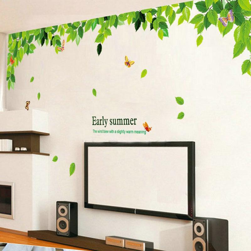 Leaf Wall Sticker Green Botanical Nature Forest Self Adhesive Peel and Stick Living Room Bedroom Sofa Background Modern Home Decor