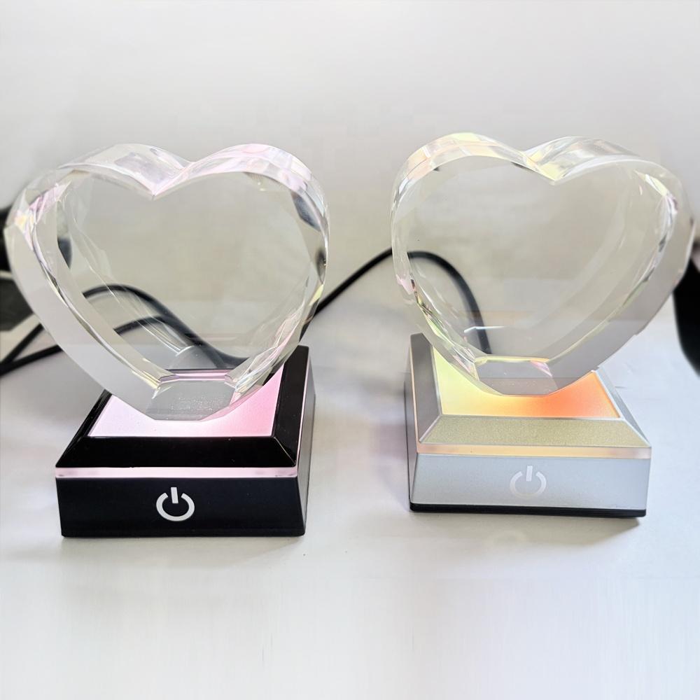 Custom Modern Heart-shaped Crystal for Photo Frame Engraved Glass Solid K9 Crystal Home Decor Gift Box