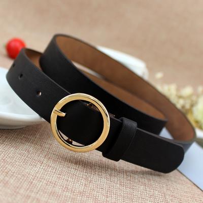 Women'S Round Buckle Belt Casual Retro Jeans Belt Women'S Decorative Thin Belt