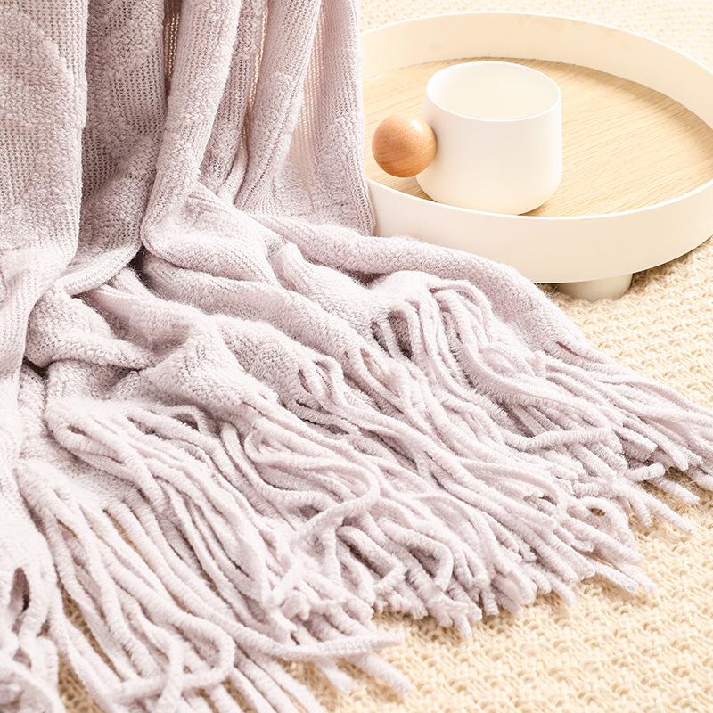 American-Style All-Season Wool Knitted Jacquard Throw Blanket