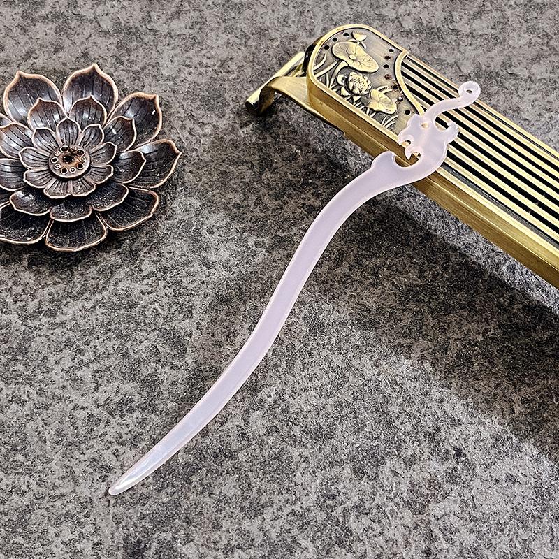 Imitation Jade Ancient Wind Hairpin Daily Hair Coiffure Hanfu Bamboo Xiangyun Cheongsam Hair Pulling Pill Head Multicolor Hairpin