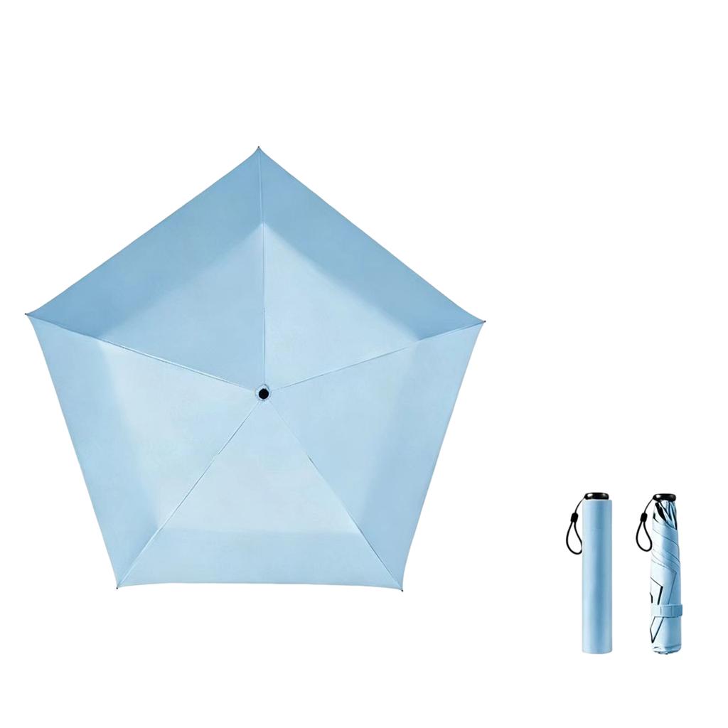 Women's Ultra Light 5-Rib Fold Travel Umbrella with Thickened Black Coating, 91cm Large Canopy, Windproof, Portable for Commuting and Beach