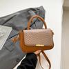 2025 new trendy casual popular texture splicing fashionable simple solid color foreign style shoulder crossbody small square women's bag