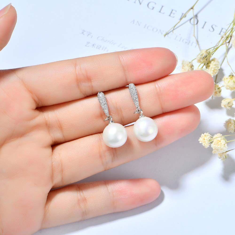 Trendy Women Gifts Shell Pearl S925 Silver Ear Studs Jewelry Fashion Drop Earrings