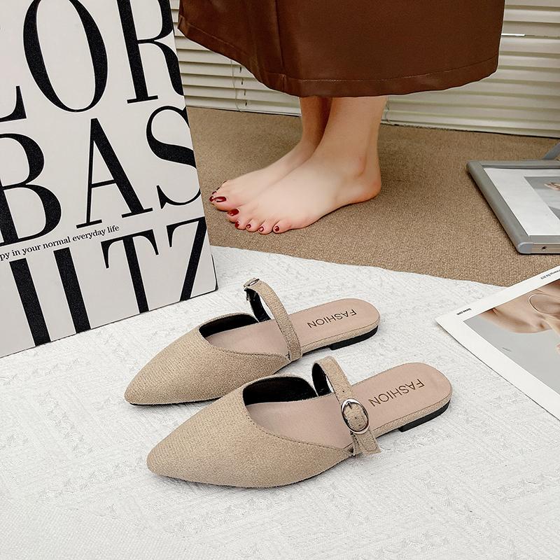 Fashion New Fashion Shallow Slippers Women Sandals Black Pointed Shoes Women Flats Casual Shoes Sandalias De Mujer Flat Slippers
