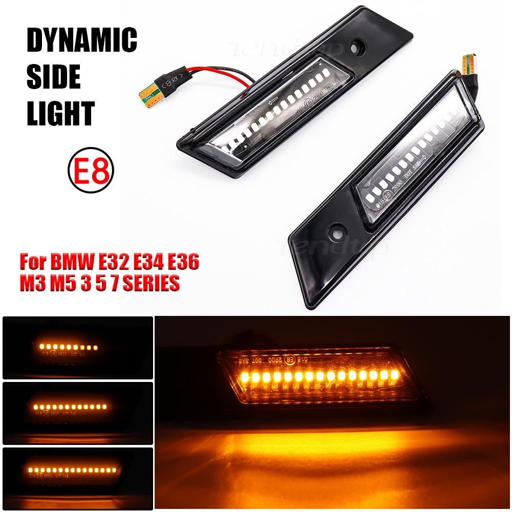 Side Indicator Lamp Sequential Dynamic Flowing LED Side Marker Lights for BMW 3er 5er 7er E36 E34 E32 86-96 Turn signal Lamps