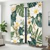 2pcs Tropical Leaf Print Blackout Curtains - High-Quality Polyester   Easy Installation   No Rod Needed   Ideal for Bedroom   Living