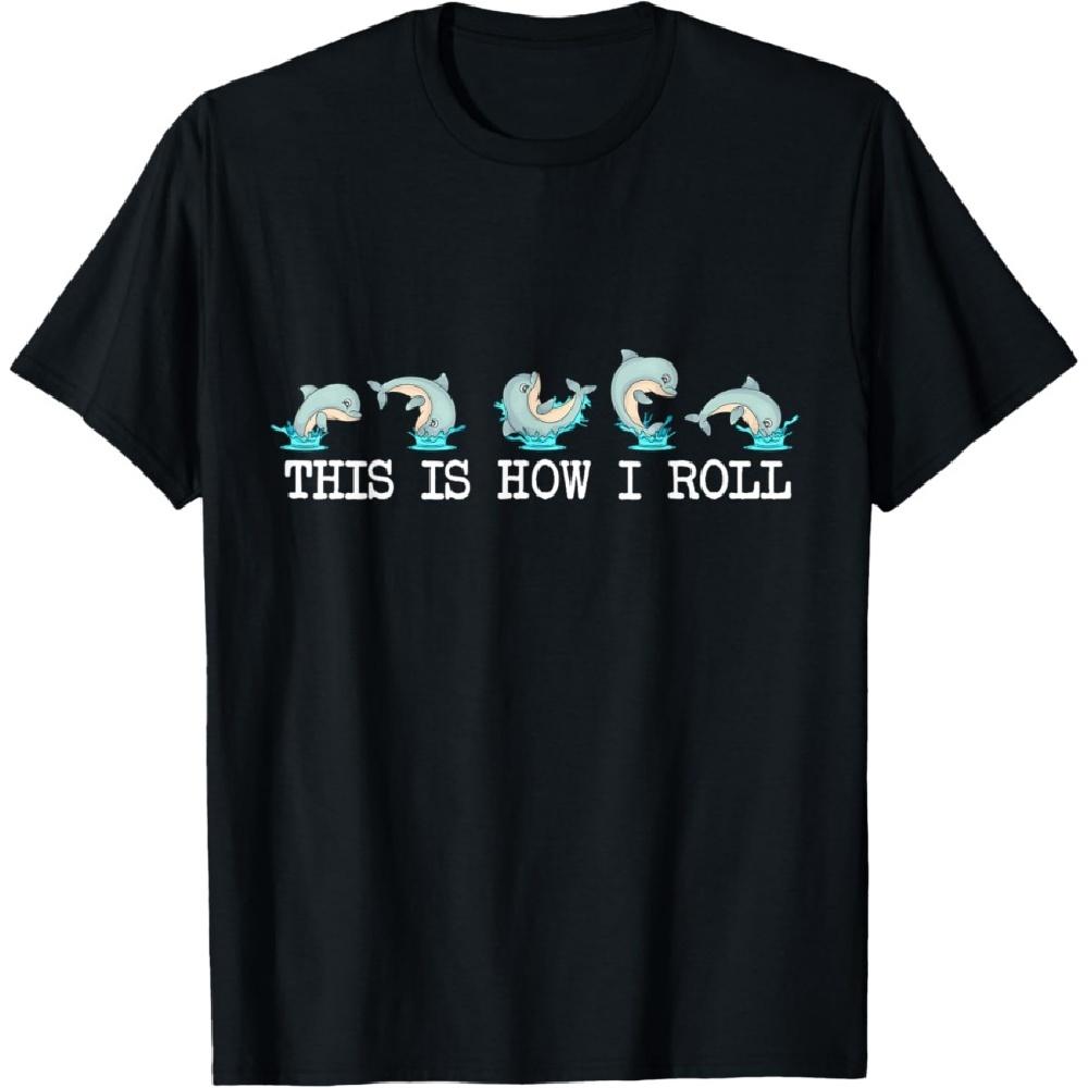 

Dolphin Lover Kids How I Roll Funny Dolphin T-Shirt XXXXXL чорний