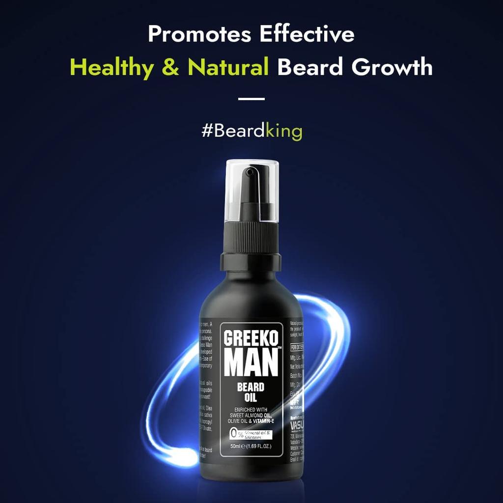 Vasu Greeko Man Beard Oil 50ML Pack of 1 for Soft, Shiny Beard and Healthy Beard Growth