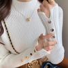 Autumn Winter Sweater Women Pullovers Long Sleeve Tops Clothes Slim Knit Soft Jumper Streetwear Button Turtleneck Sweater