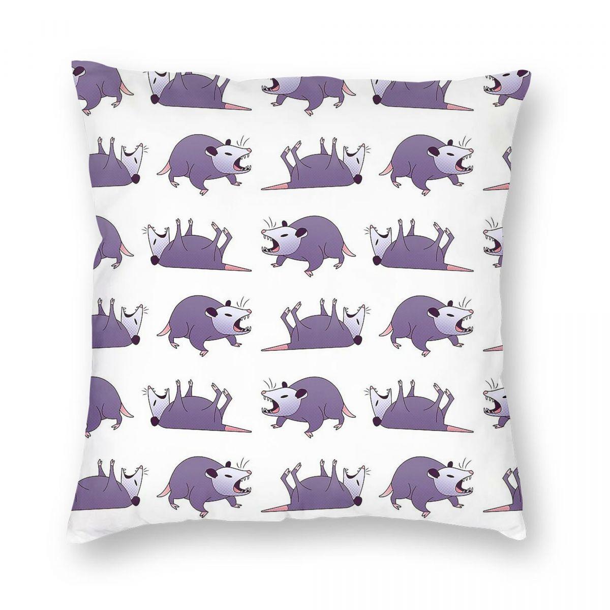 Cute Possum Opossum Square Pillowcase Polyester Linen Velvet Pattern Zip Decorative Sofa Seater Cushion Cover 30x30cm