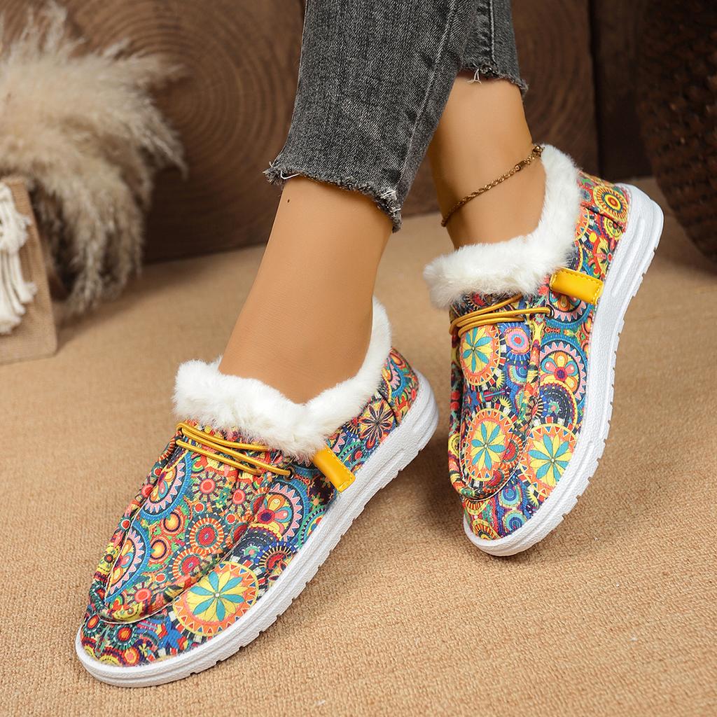 Women Snow Boots Thickened Fluff Comfortable Boots Women Casual Lace Up Warm Shoes Plus Size Thickened Cotton Shoes for Women