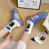 1 Paar lässige bequeme süße Katzen-Cartoon-Socken Damenmode vielseitige Mittelschaftsocken elegante einfache Damensocken