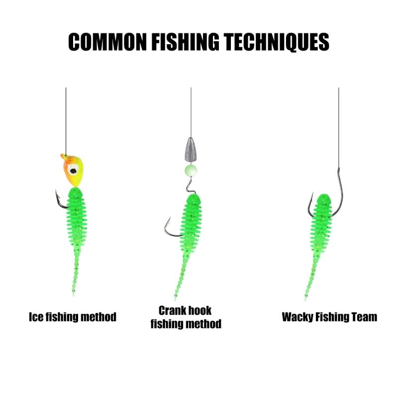 10pcs Fishing Lure Tiny Worm Baits 35mm 0.25g Mini Needle Tail Soft Baits Simulation Lures Silicone Artificial Baits