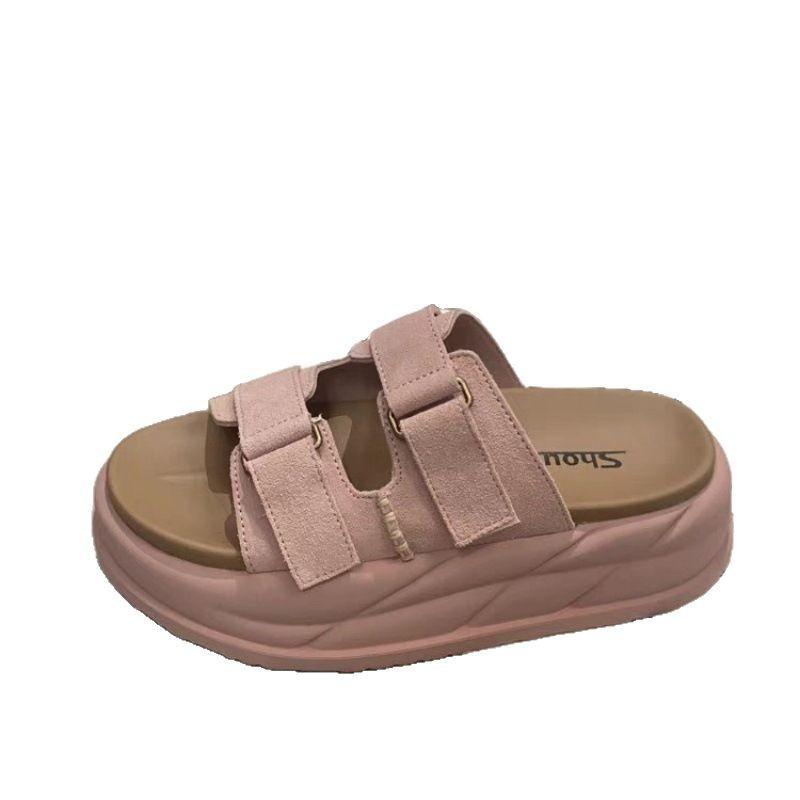 

Шлепанцы на толстой подошве для женщин, 2025, легкая роскошь, лето, новая мода, пляжные, трендовые шлепанцы 40 розовый