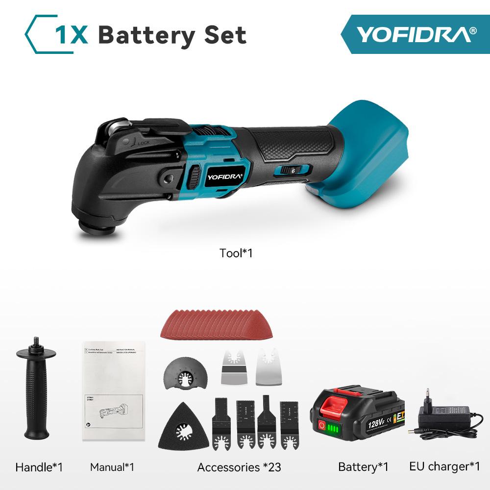 Yofidra 800W Brushless Oscillating Multifunctional Tool 6 Gears Cordless Electric Renovator Home Decoration Trimmer  For Makita 18v Battery