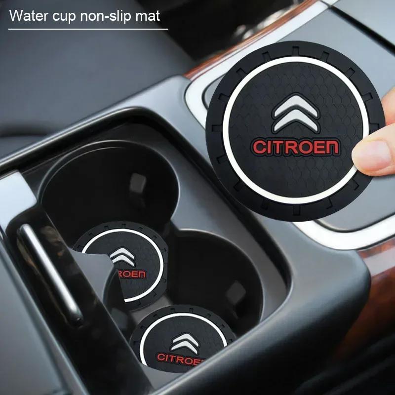 Auto-Becherhalter Wasserschlitz Anti-Rutsch-Matte Pad Emblem Innenzubehör für Citroen C2 C3 C4 C5 C6 C8 C4L DS3 DS4 DS5 DS5LS DS6