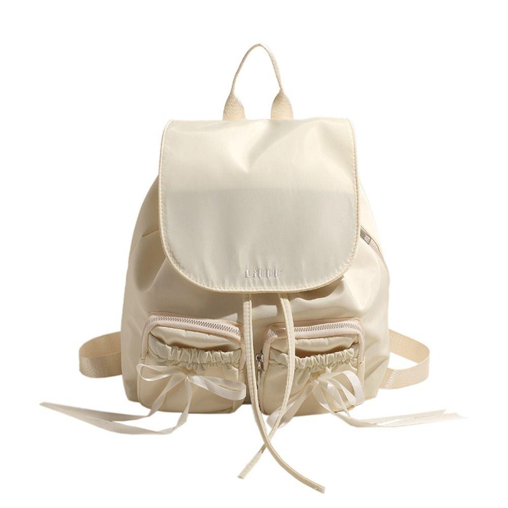 

Рюкзак на кулиске в корейском стиле, сумка через плечо с бантом в балетном стиле, милая нейлоновая сумка, для путешествий бежевый