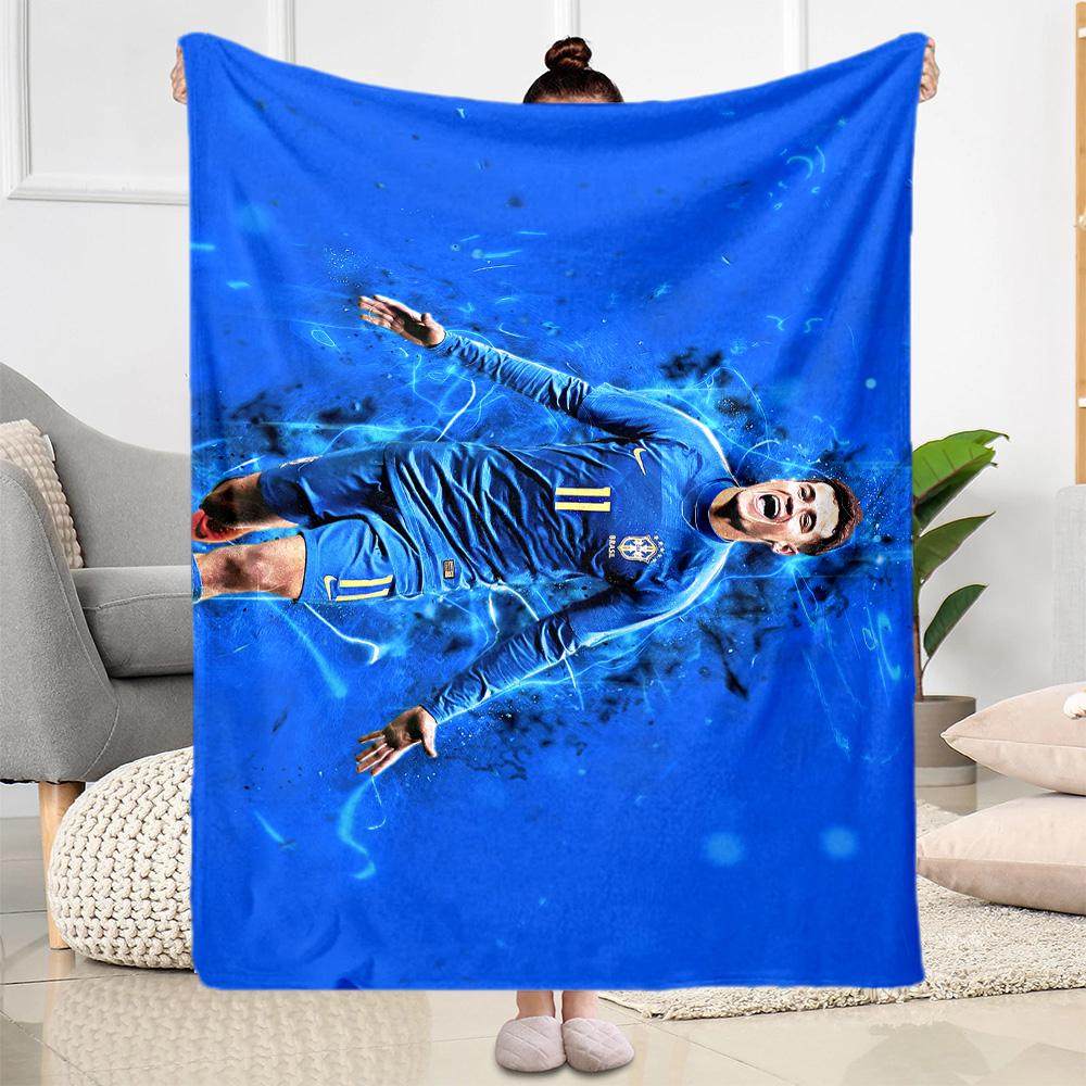Brazilian Football Player Celebration Blanket Ultra-Soft Great for Office Chair Chair Office Four Seasons Universal Modern Style
