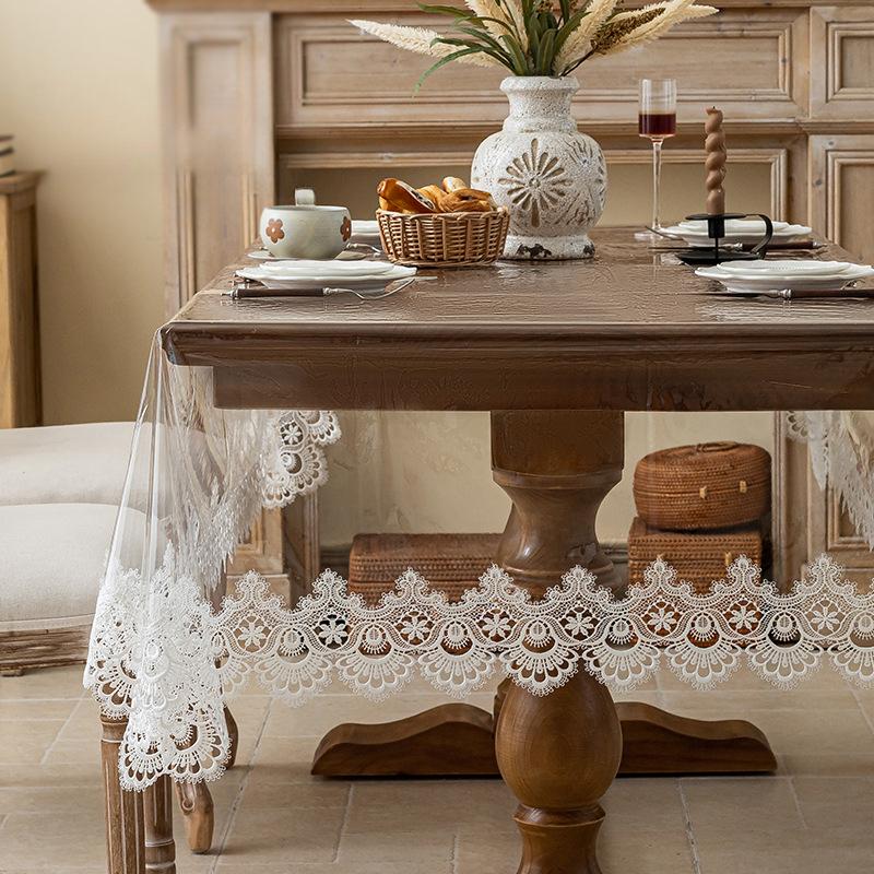 New PVC Transparent Table Mat Waterproof and Oil Resistant Soft Glass European Tablecloth Non Washable and Erasable Rectangular Dining Table Cover