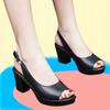 Summer Thick-Heeled Sandals for Women Waterproof Platform Peep-Toe Shoes Summer Style with Single Strap and Open Back High Heels