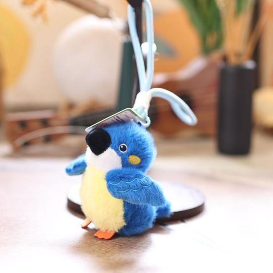 Cute Simulated Bird Plush Keychain, Small Parrot Stuffed Animal Pendant, Soft Sparrow Toy for Bag Backpack Purse, Cartoon Key Ring Charm Gift