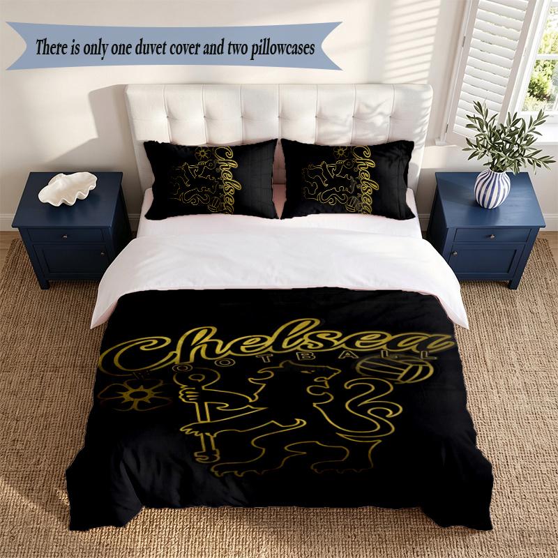 Chelsea F.C (5) Duvet Cover Pillowcase 3 Piece Set Bedding Set 1 Duvet Cover with 2 Pillowcases for Bedroom Decor