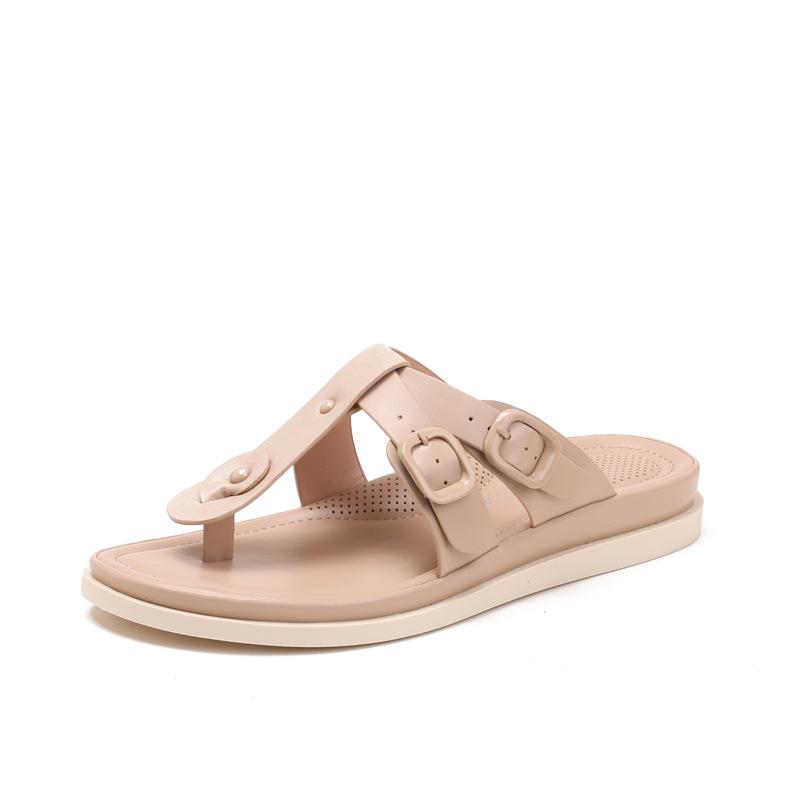 Fashion Slippers for Women 2025 Summer New with Buckle for Casual Wear Comfortable Clip Toe Thick Soled Sandals Womens Flip Flops Woman