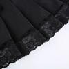 2023 Women High Waist A-Line Mini Skirt Lace Decoration Pleated Printed Punk Style Black Dress Club Party Wear Hot