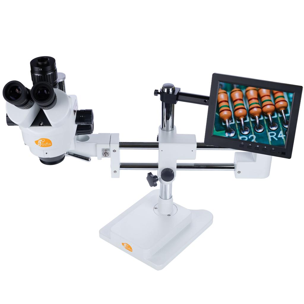 Rosfix Mikroskop Stereoskopowy Trinokularowy Jupiter Pro MSJP-T-SDMS1 – Zakres Zoomu 7x-45x | Wyświetlacz 8” | Oświetlacz 56xLED | Kamera Pegasus