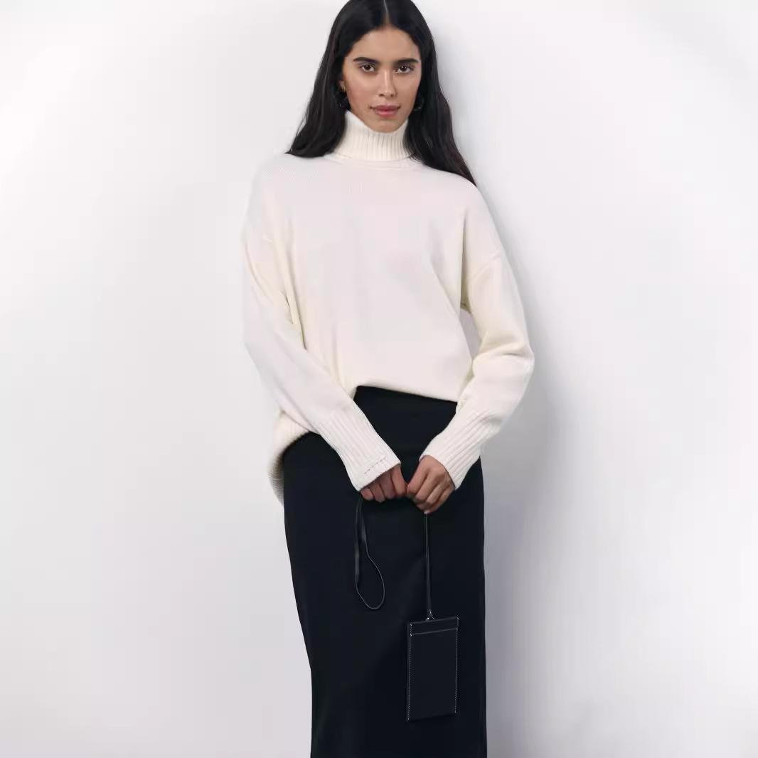 

GMXIA Свободная водолазка женская осень-зима трикотажная женская L белый