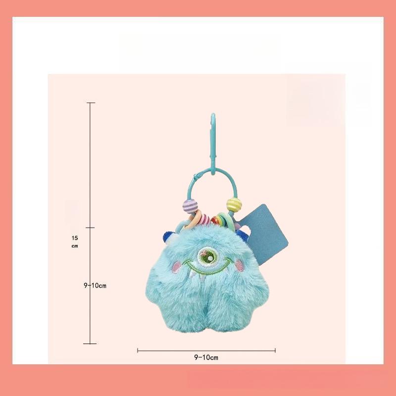 Monster Plüschtier Schlüsselanhänger mit bunter Kette, Kreativer Puppen-Taschenanhänger, Niedliches Geschenk für Kinder Frauen Männer für Rucksack Handtasche