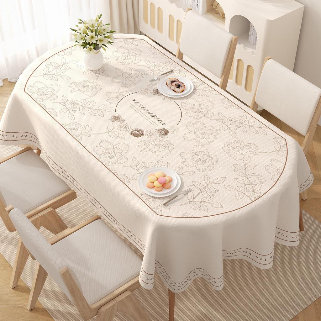 Oval Waterproof Oil-Proof Washable Foldable Heat-Insulating Non-Slip PVC Tablecloth and Mat