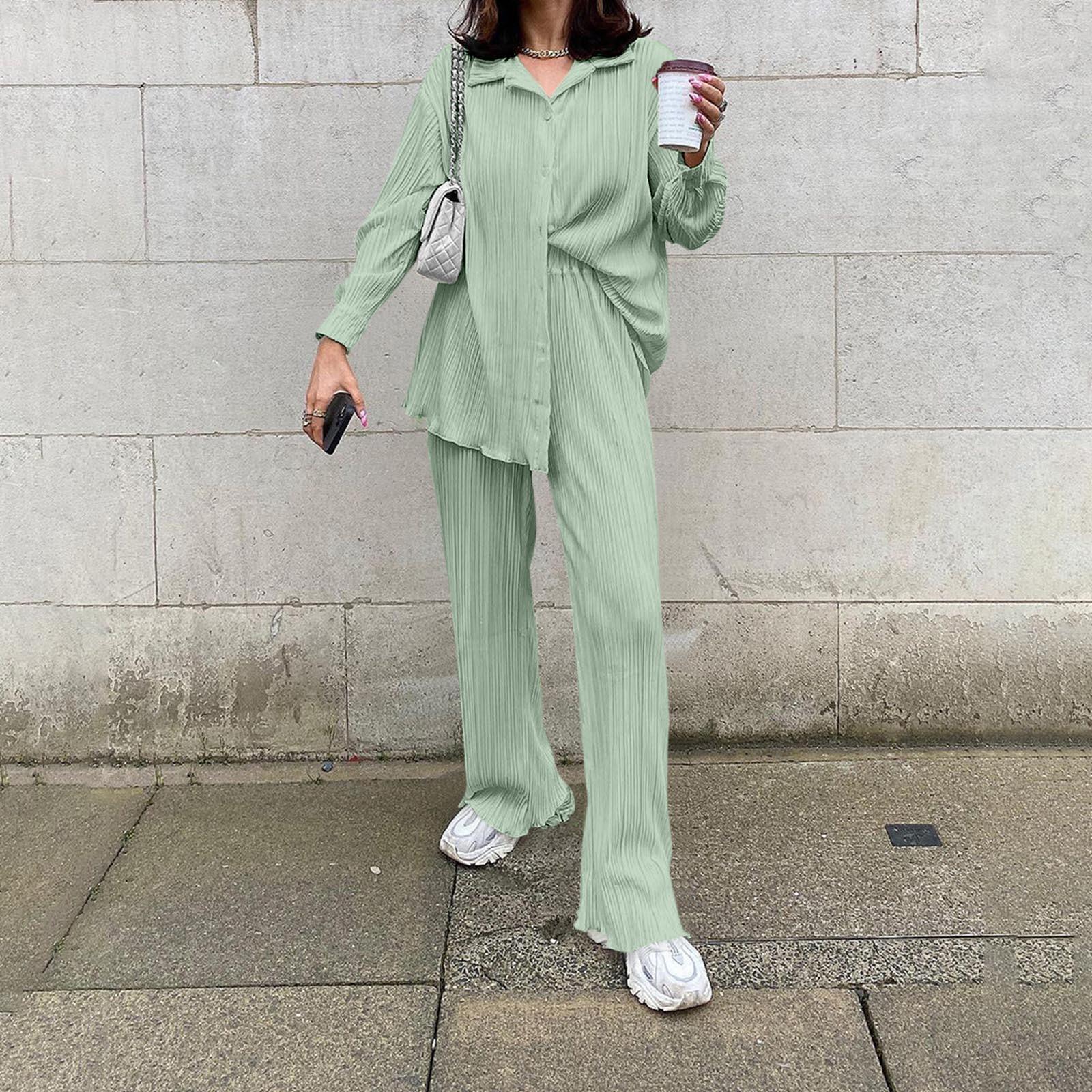 Женская однотонная драпированная рубашка на пуговицах с длинными рукавами и высокой талией — фото 9