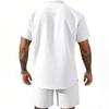 Men's Summer -Color Collared Button-Down Shirt And Shorts Set