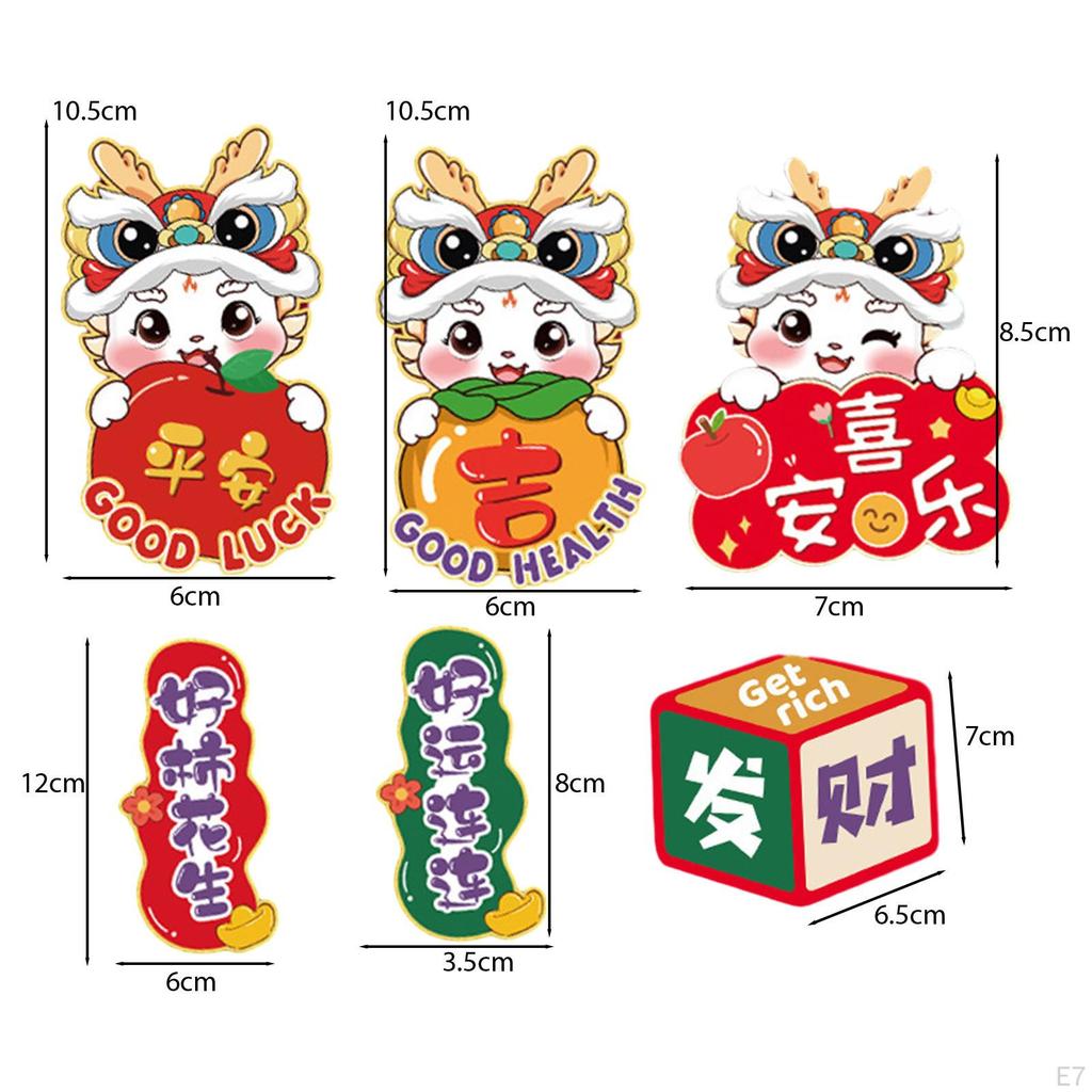 6x Chinese Year Refrigerator Magnets for Party Supplies Home Locker
