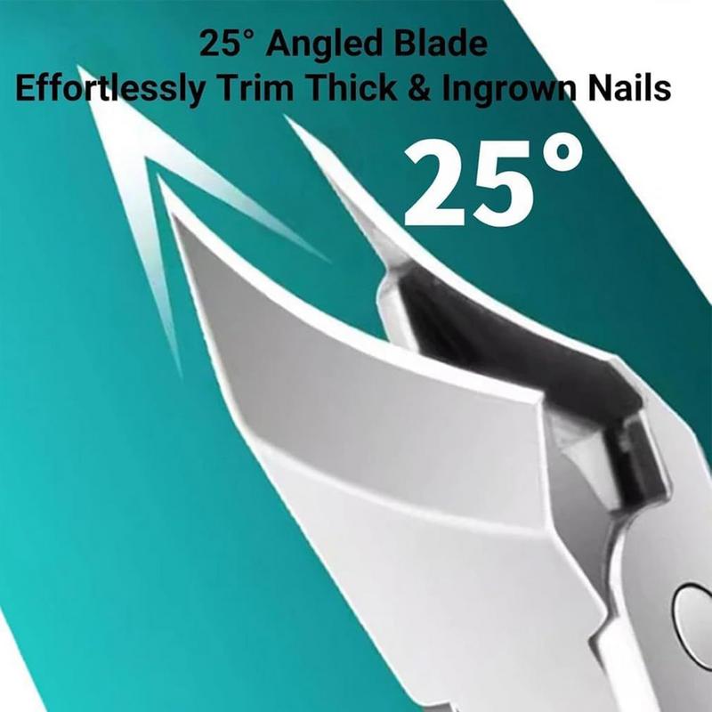 Angled Nail Clippers Slanted Toenail Clippers Anti-Splash Heavy Duty Trimmer Wide Jaw Opening Stainless Steel Manicure Set Tools