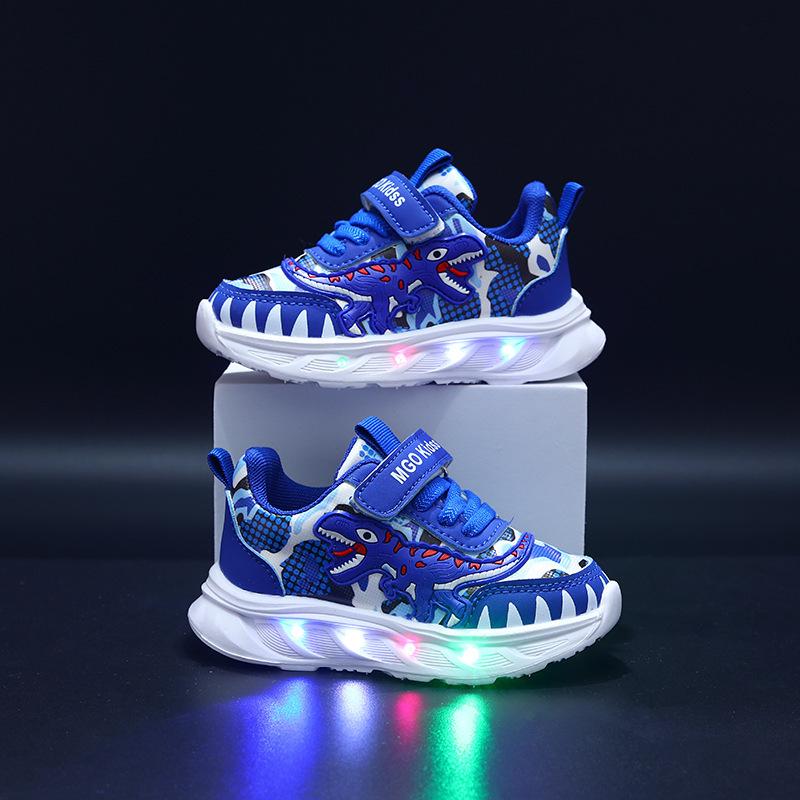 MGO LED Verlichte Tyrannosaurus Rex Sportschoenen voor Jongens, Leeftijd 1-6 – Perfect voor Lente- en Herfstavonturen
