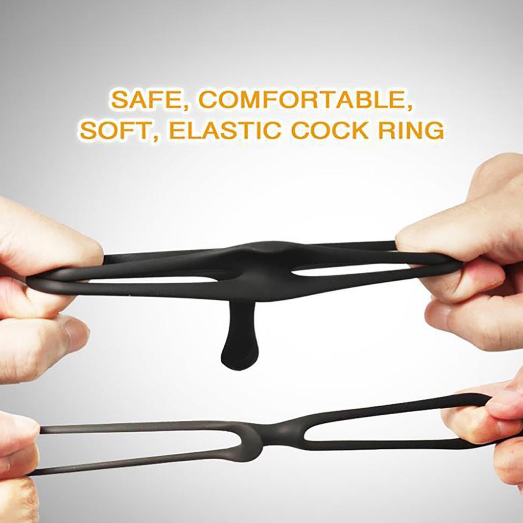 Silicone-Cock/Penis-Ring-Male-Stronger-Dual Ring-Adult-Couple-Toy-Use Lubricants