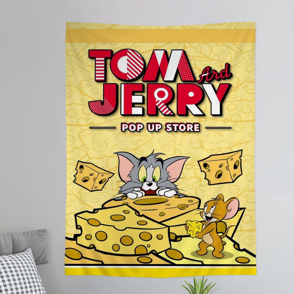 

Anime TTom and JJerry Cartoon Colorful Tapestry Wall Hanging Hanging Tarot Hippie Wall Rugs Dorm Wall Art Decor 74x94cm(29x37in)