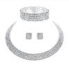 Three Rows Of Collar Jewelry, Two Rows, Neck Necklace Set, Zircon Jewelry Set, Silver-Plated Jewelry, Three-Piece Set.