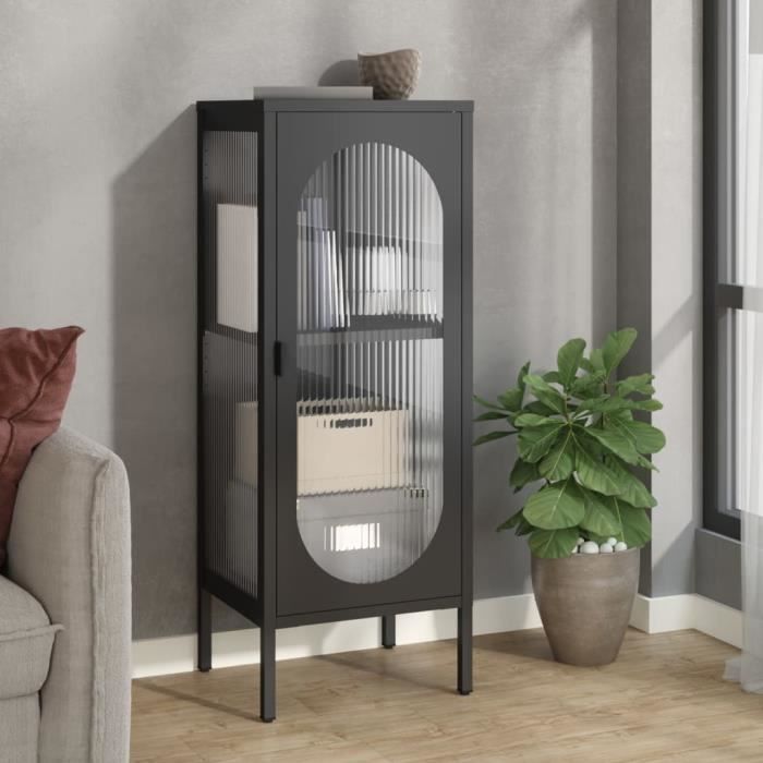 VidaXL Buffet noir 40x35x105 cm verre et acier 352999