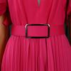 Luxury Pleated Jumpsuits Rompers Women Sexy V Neck Ruffles Sleeve Belt Waisted Floor Length Elegant Overalls