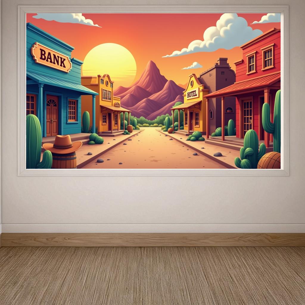 Western Scene Decoration Desert Scene Desert Scene Banner Sunset Background Colorful Sunset Outdoor Banner For Wall Decoration
