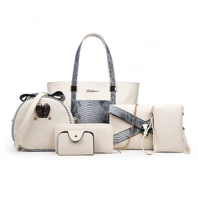 New Fashion Trend Classic Embossed Snake Pattern Shoulder Handbag Six-piece Oblique Span Bag Women's Bag