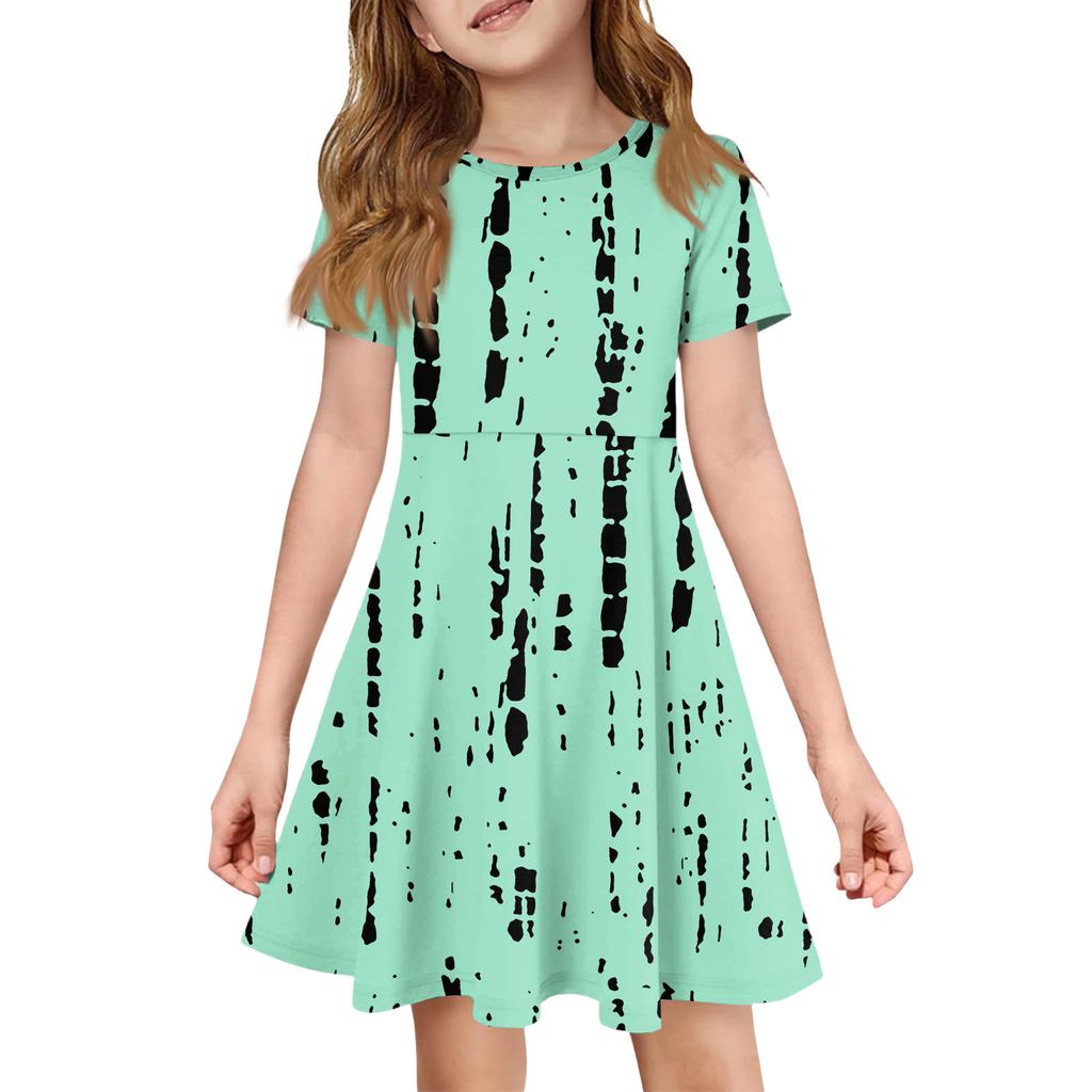 Mädchen Sommerkleid Farbe & Muster Kurzarmkleid Mit Tasche Freizeitkleid Kurze Ärmel Partykleid Ostertag