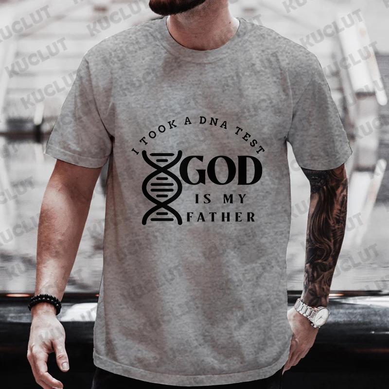 

Religious Christian T-Shirt for Men Took A Dna Test and God Is My Father Print Men s Tshirts Christian Cross Jesus Tee Clothes 4XL