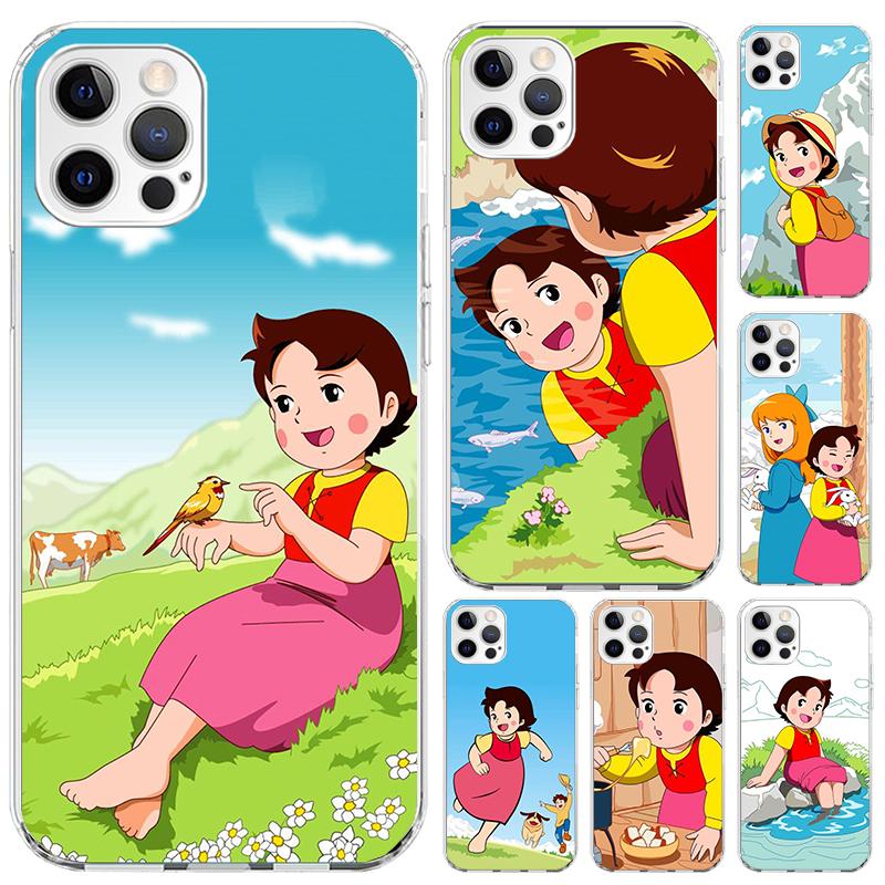 Custodia per telefono a cartone animato carina di Heidi per Iphone 17 Air 16 15 Plus 14 13 Mini 12 11 Pro Max 16E 7 8 SE 2020 Guscio Stampato Morbido Funda 17 Ai